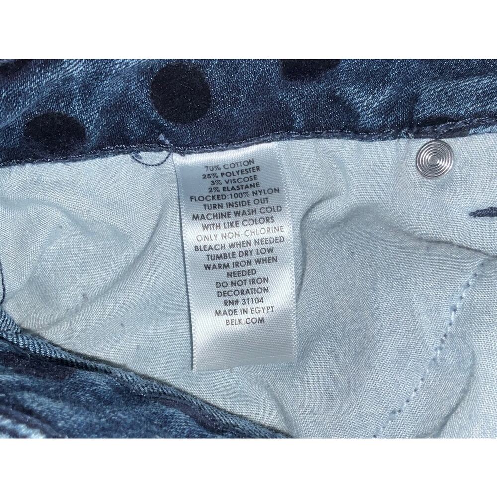 Women's Crown & Ivy Size 14R Skinny Denim Jeans with Black Velvet Raised Circles - Picture 5 of 10